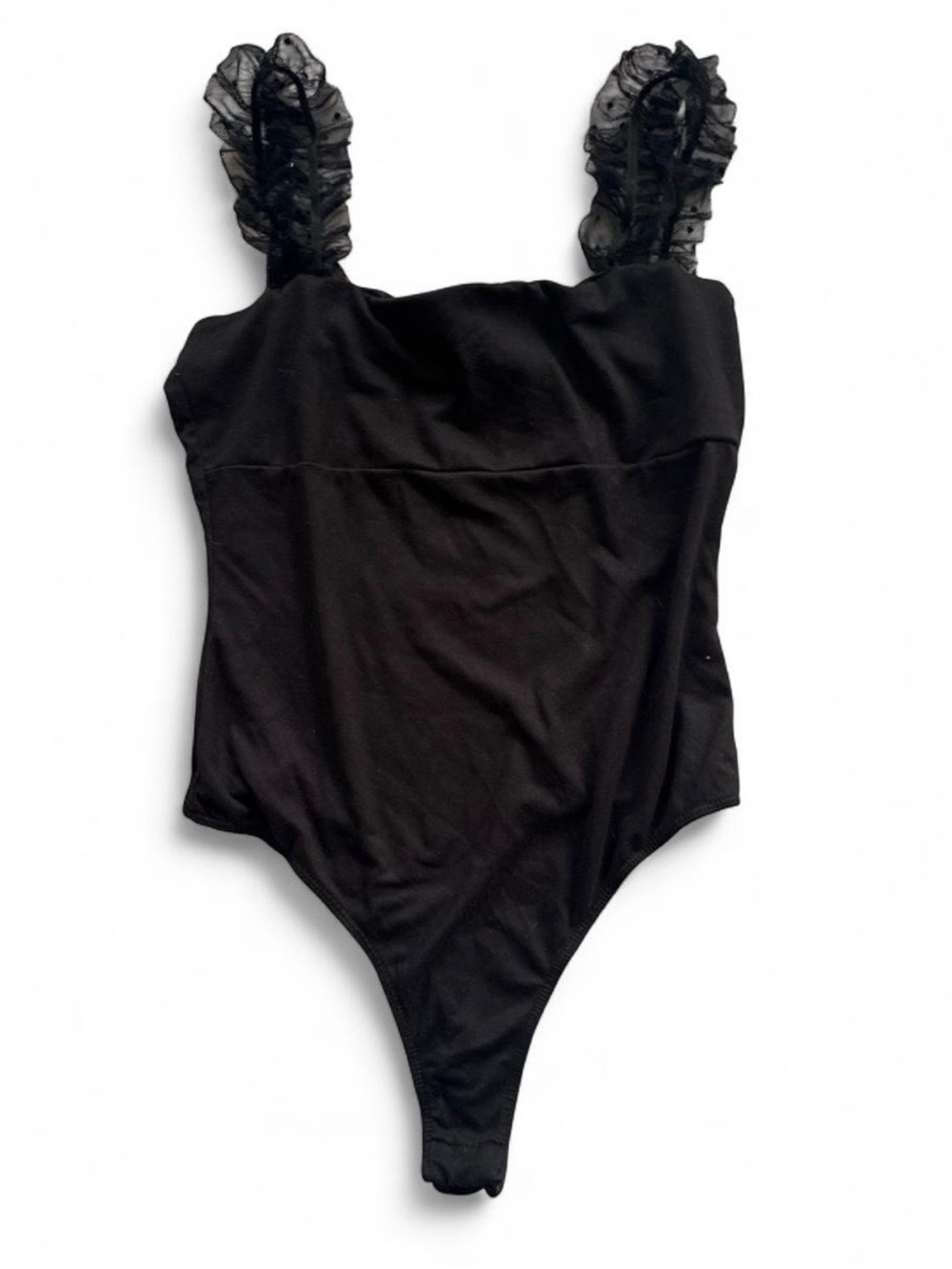 Forever 21 Black Ruffle Strap Women’s Bodysuit Size Medium